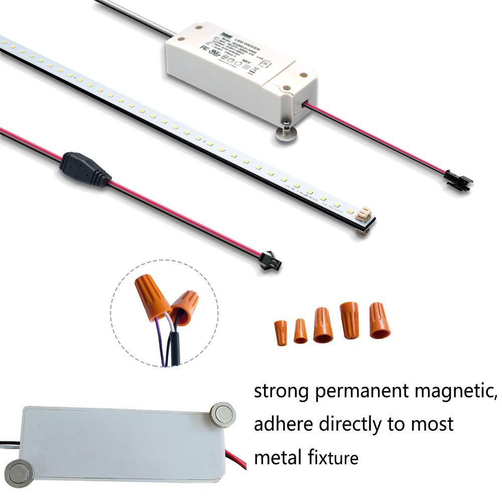 jimwhen 2Pack 4FT Magnetic LED Troffer Retrofit Kit, 2x4 FT, 36W, 5000K Daylight White, Super Bright 5400LM, 0-10V Dimmable, T8 T10 T12 Fluorescent