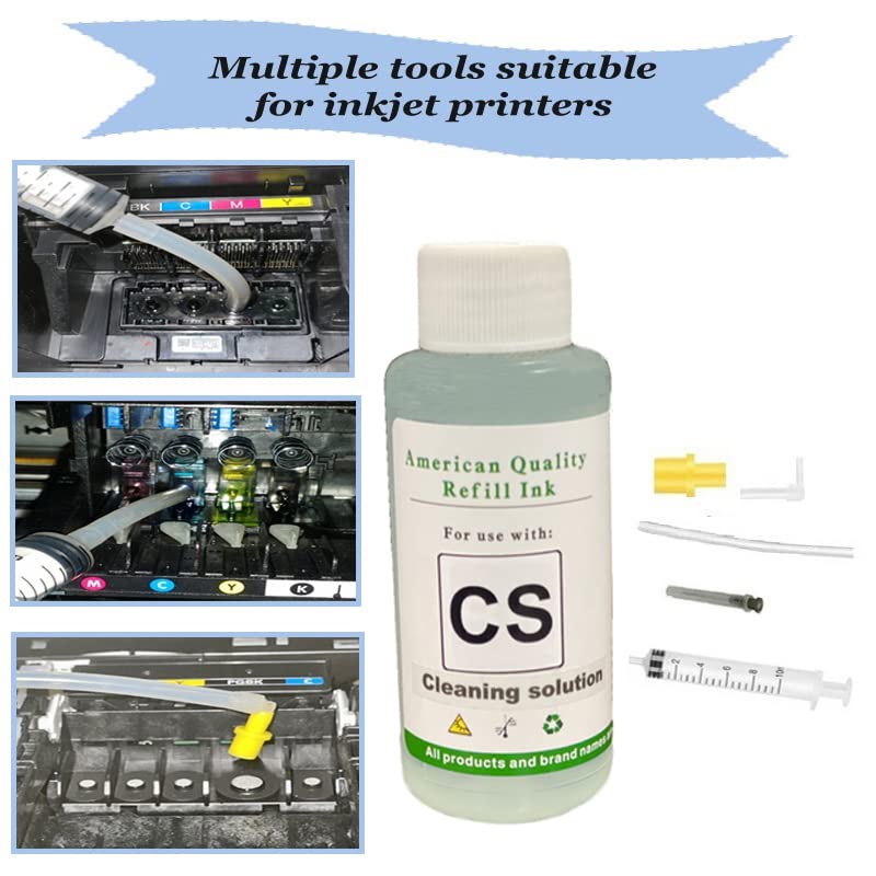 Vivid Colors Print Head Printhead Pigment Dye Ink Clean Tool Maintenance Repair Cleaning Solution Liquid Kit Cleaning Fluid Compatible with Universal