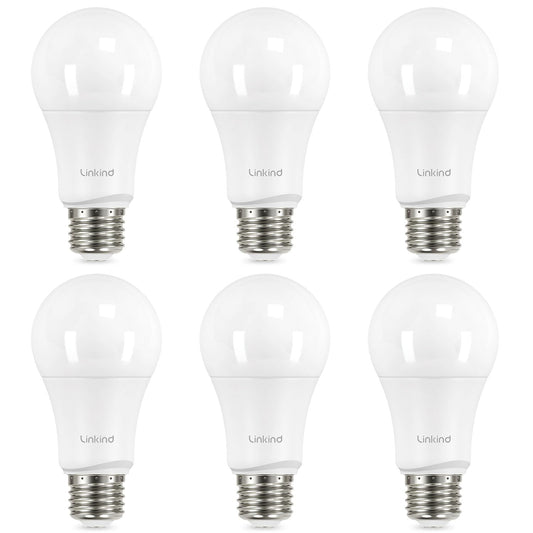 Linkind A19 LED Light Bulbs, 75 Watt Equivalent Dimmable Light Bulbs, E26 Base, 2700K Soft White, 13W 1100 Lumens, UL Listed FCC Certified, Lighting
