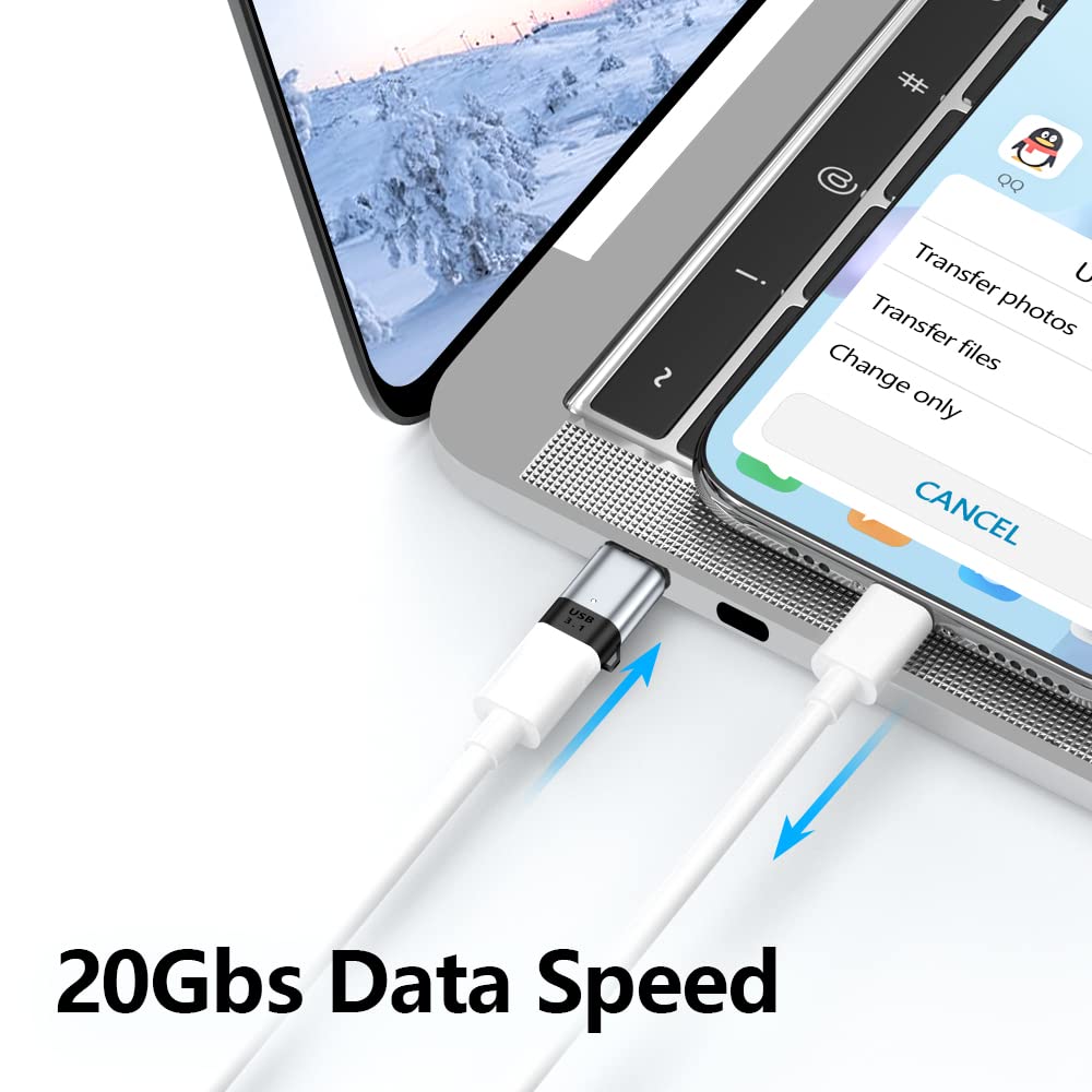 SHEEAST Magnetic USB C Adapter Connector Straight 24 Pin Mini Magnetic USB C Adapter 100W PD Fast Charge 20Gbs Data Transfer USB3.1