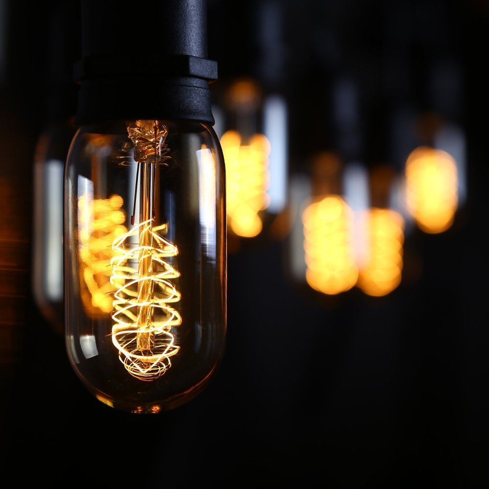 CTKcom T45 25 Watt Vintage Antique Light Bulbs E26 Base(4 Pack)- Antique Dimmable Bulb Spiral Tungsten Equivalent Warm Yellow Lamps for Home Light