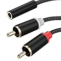 Froggen 3.5mm Female to 2 RCA Male Stereo Cable, 3.5mm to RCA Bi-Directional AUX Auxiliary Y Cable Gold Plated Adapter Compatible for TV,Smartphones