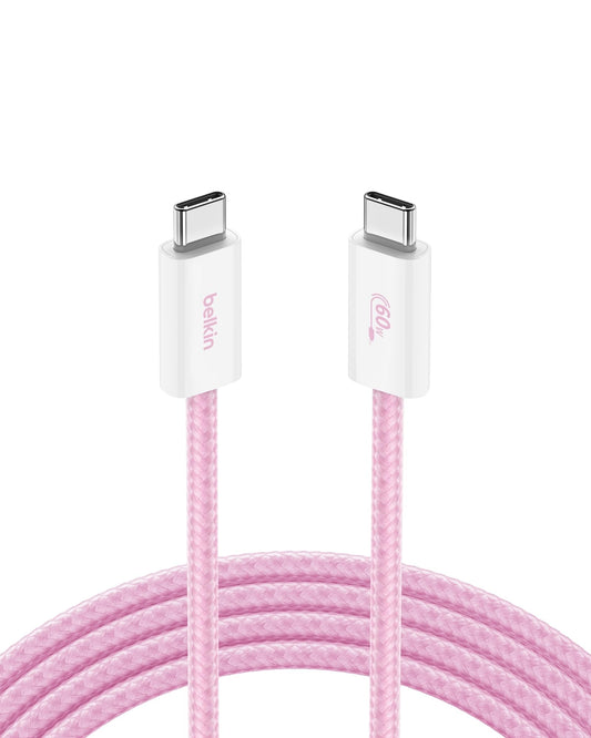 Belkin USB C to USB C Cable, 6.6ft, 60W - Type C Charger, iPhone Charger Cord, Soft, Braided, Flexible for iPhone 16, Galaxy S25, Pixel 9, Airpods
