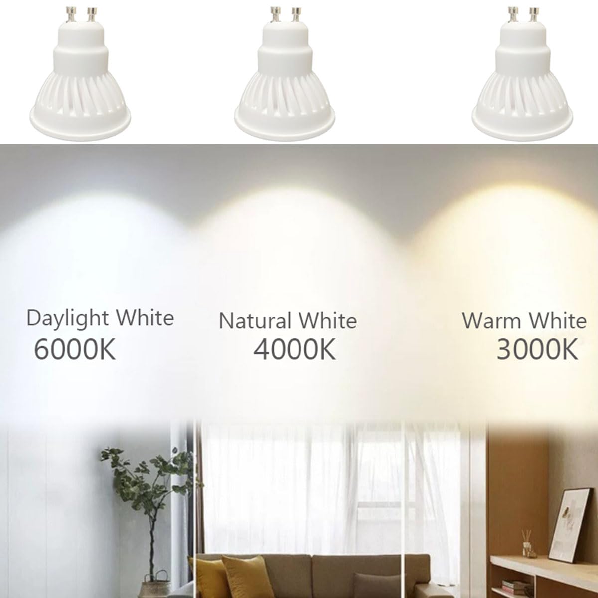xmpuertai 4-Pack Dimmable GU10 LED Spotlight Bulbs, 10W 1200lm, 100W Halogen Equivalent, Energy Saving (3000K Warm White)