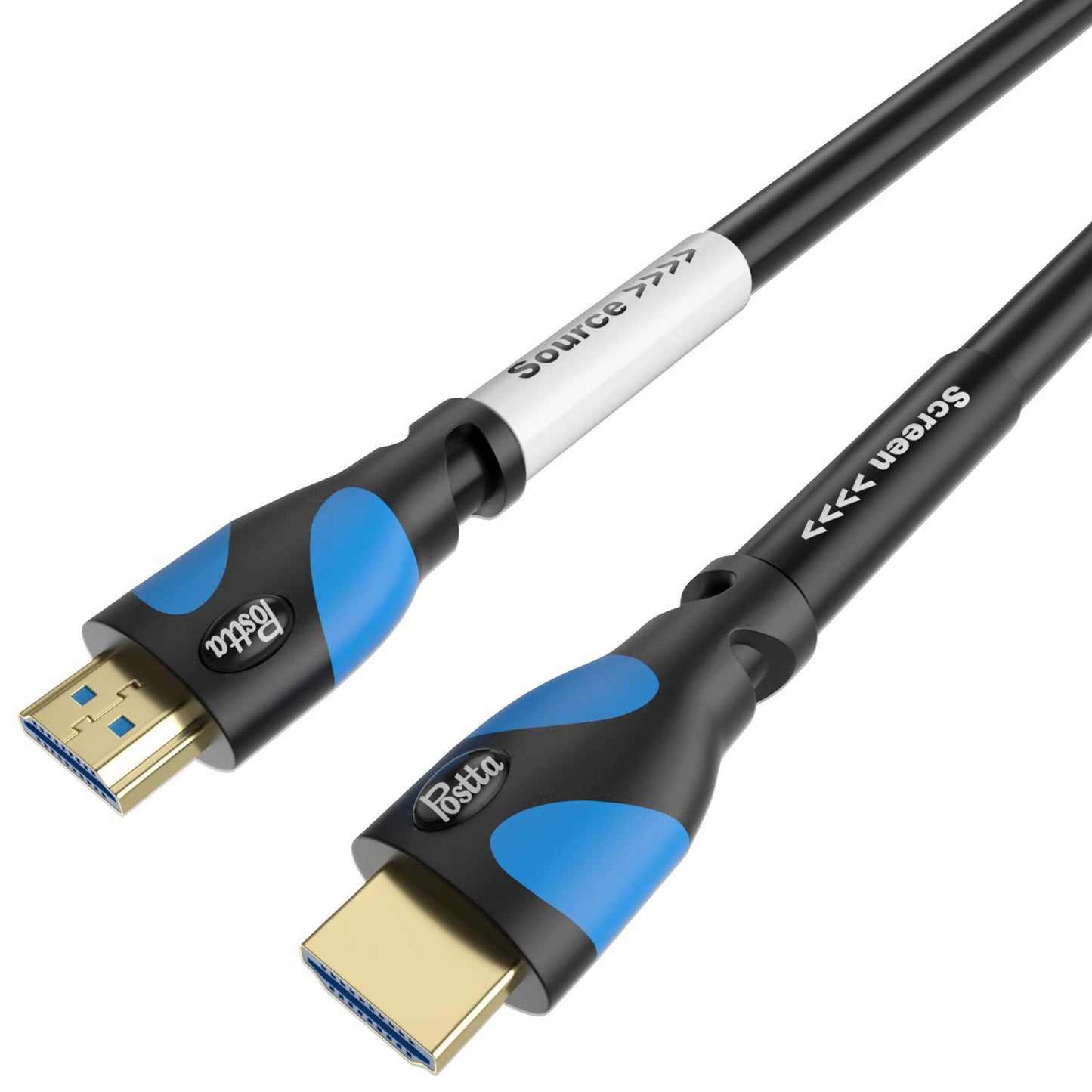 Postta HDMI Cable 75 Feet 4K HDMI2.0 Cable with Built-in Signal Booster Support 4K(2160P),3D,1080P,Ethernet,Audio Return(ARC)-(Black-Pale Blue)