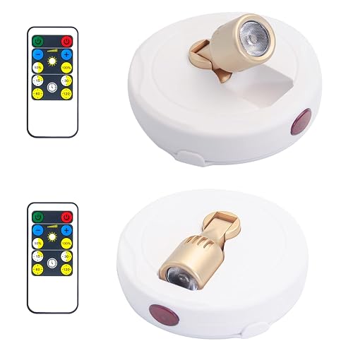 KANESIKI Battery Operated Spotlights, Cordless Picture Light, Dimmable Accent Lighting, Wireless LED Puck Lights, Stick on Lights with Remote