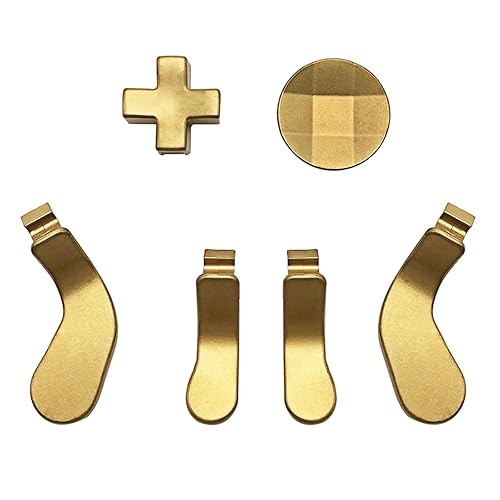 Metal D-Pads, Paddles Hair Trigger Locks Replacement for Xbox One Elite Controller Series 2 & Series 1 (Gold)
