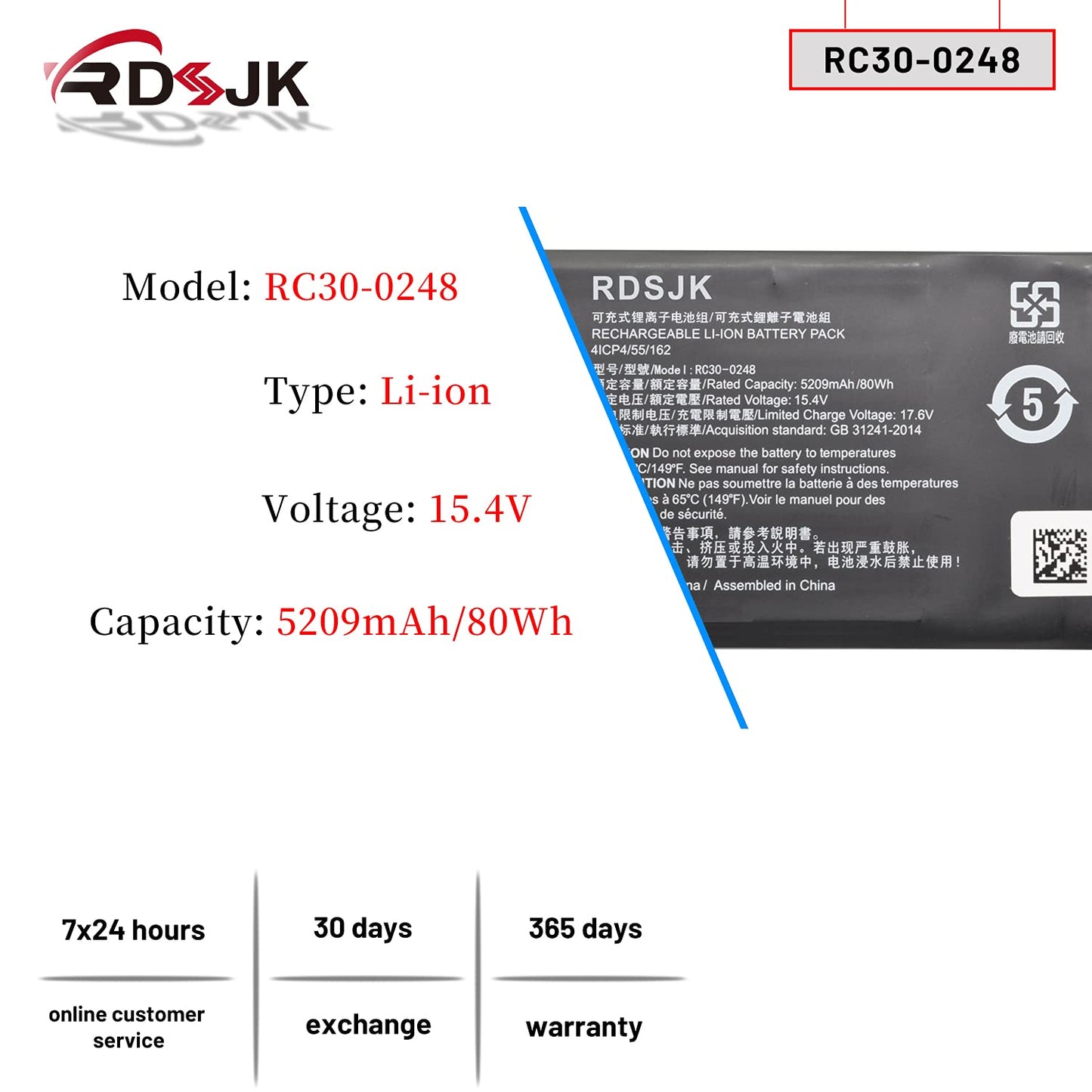 RC30-0248 Laptop Battery for Razer Blade Advanced 15 2018 2019 2020 2021 RTX 2060 2070 2080 3070 3080 RZ09-02385 RZ09-02386 RZ09-02486 RZ09-02886