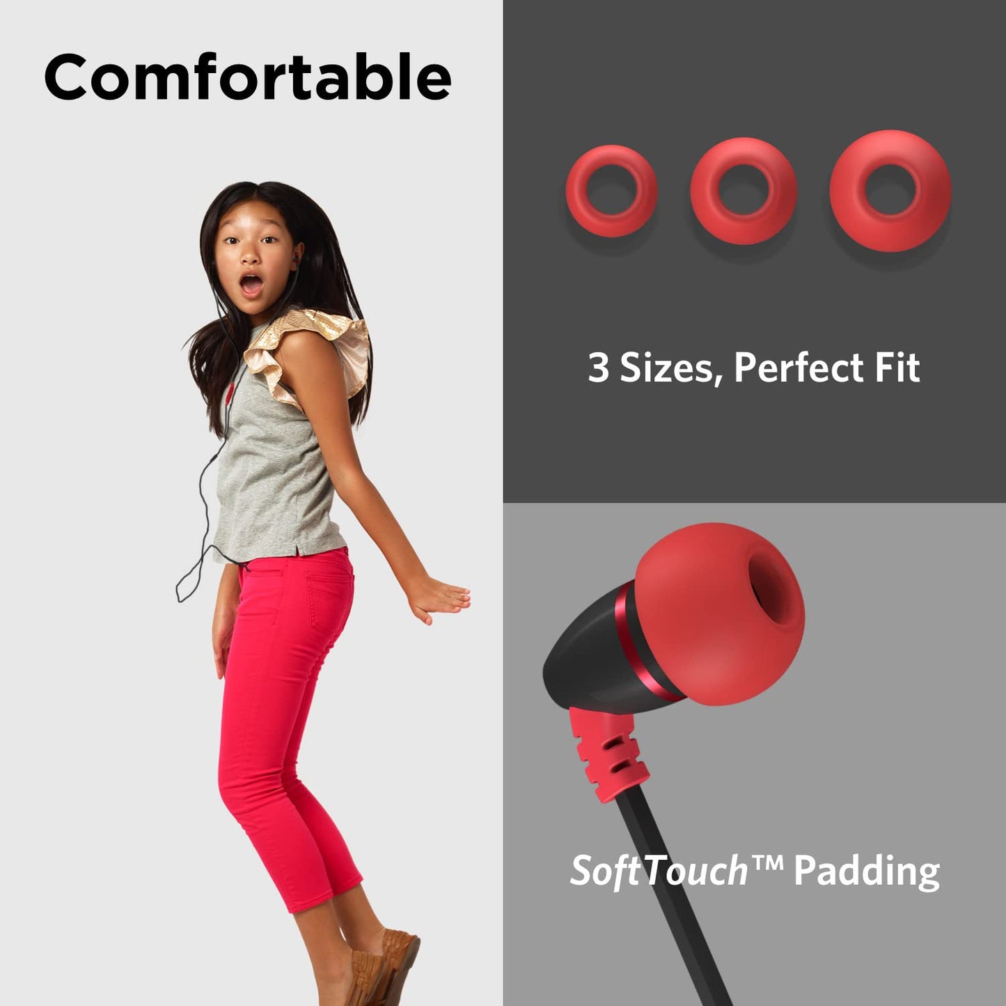 LilGadgets BestBuds Ear Buds for Kids for School - Safe & Comfortable, Volume Limited, Wired Earbuds for Kids with an in-Line Microphone, Travel Case