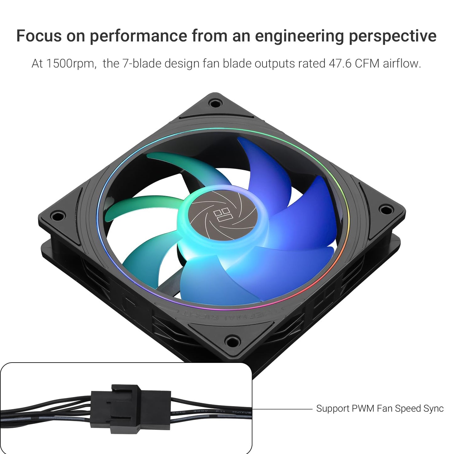 Thermalright TL-S12-S X3 CPU Fan Case Cooler PWM Fan, fine Aperture Light Effect,4pin PWM Connector Computer Fan with ARGB Light Effects, 1500RPM
