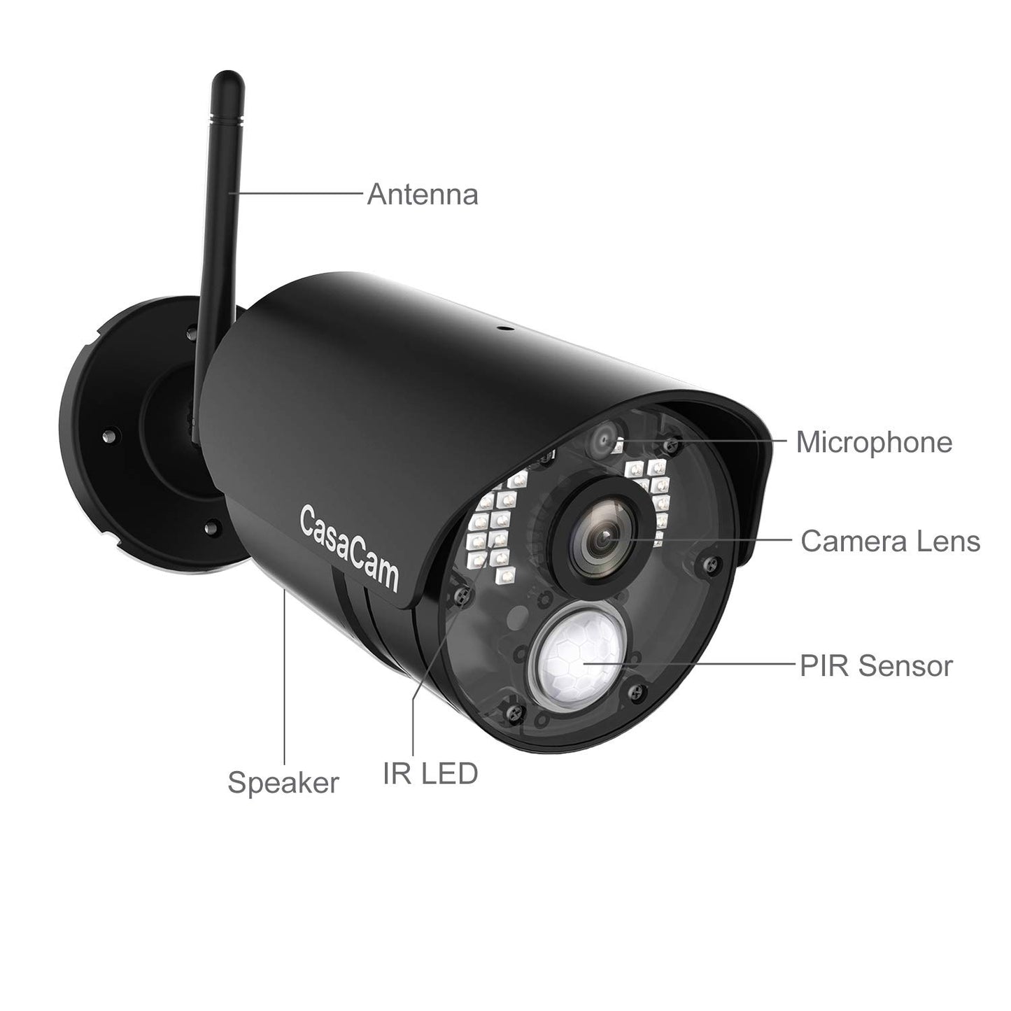 CasaCam GuardianCam Air | AC Powered 720p Night Vision Camera for VS802 and VS1002 Wireless Security System, Add-on Camera, Weather Proof, Two-Way