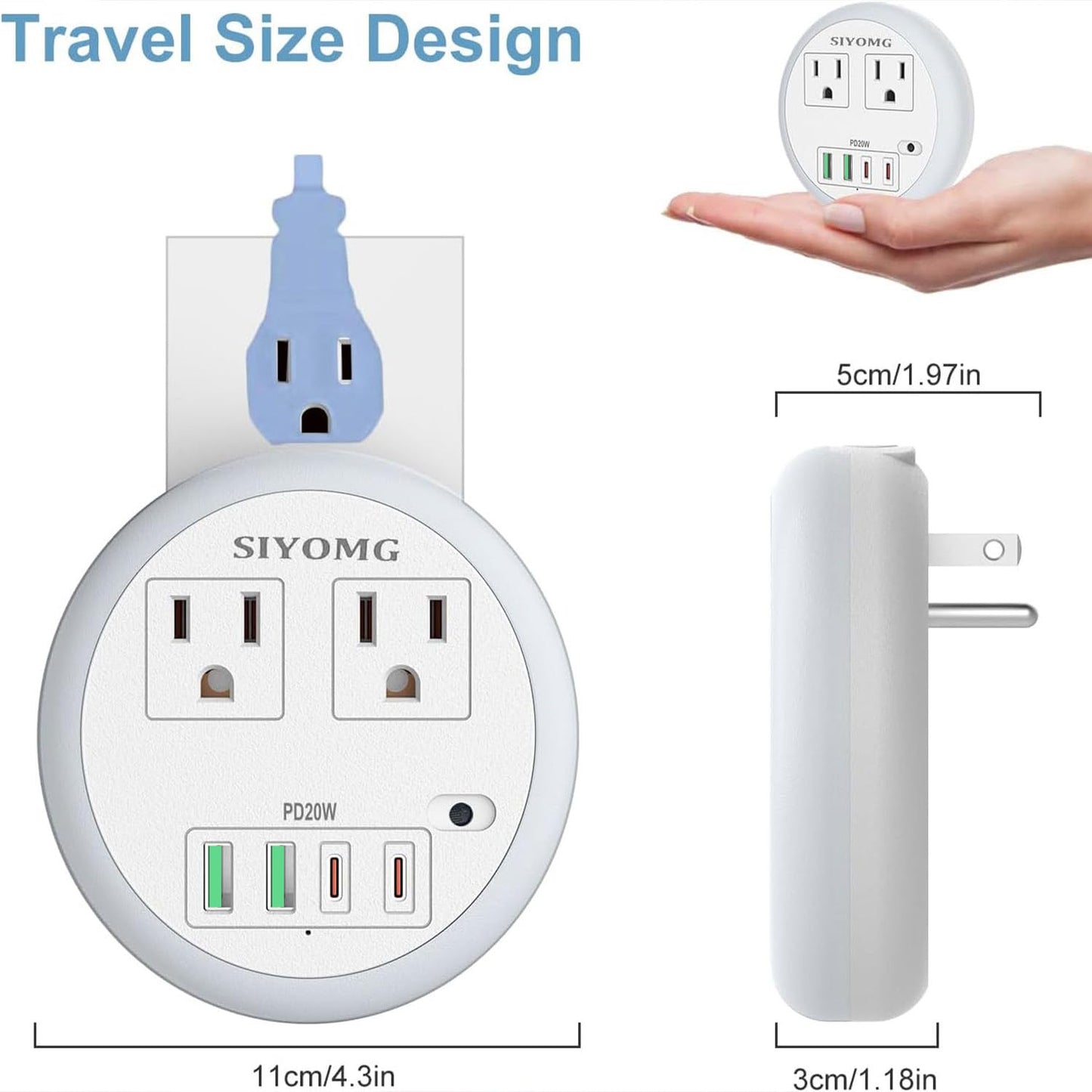 LED Night Lights Plug into Wall, Plug in Night Light with 4 USB Ports and 2 Outlets, Smart Dusk to Dawn Sensor 6-Color Adjustable, Night Light