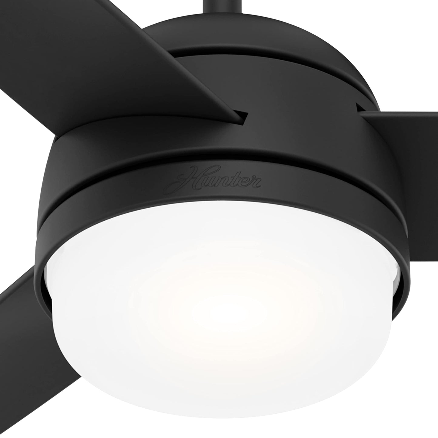 Hunter Fan 48 inch Contemporary Matte Black Indoor Ceiling Fan with LED Light Kit and Remote Control (Renewed)