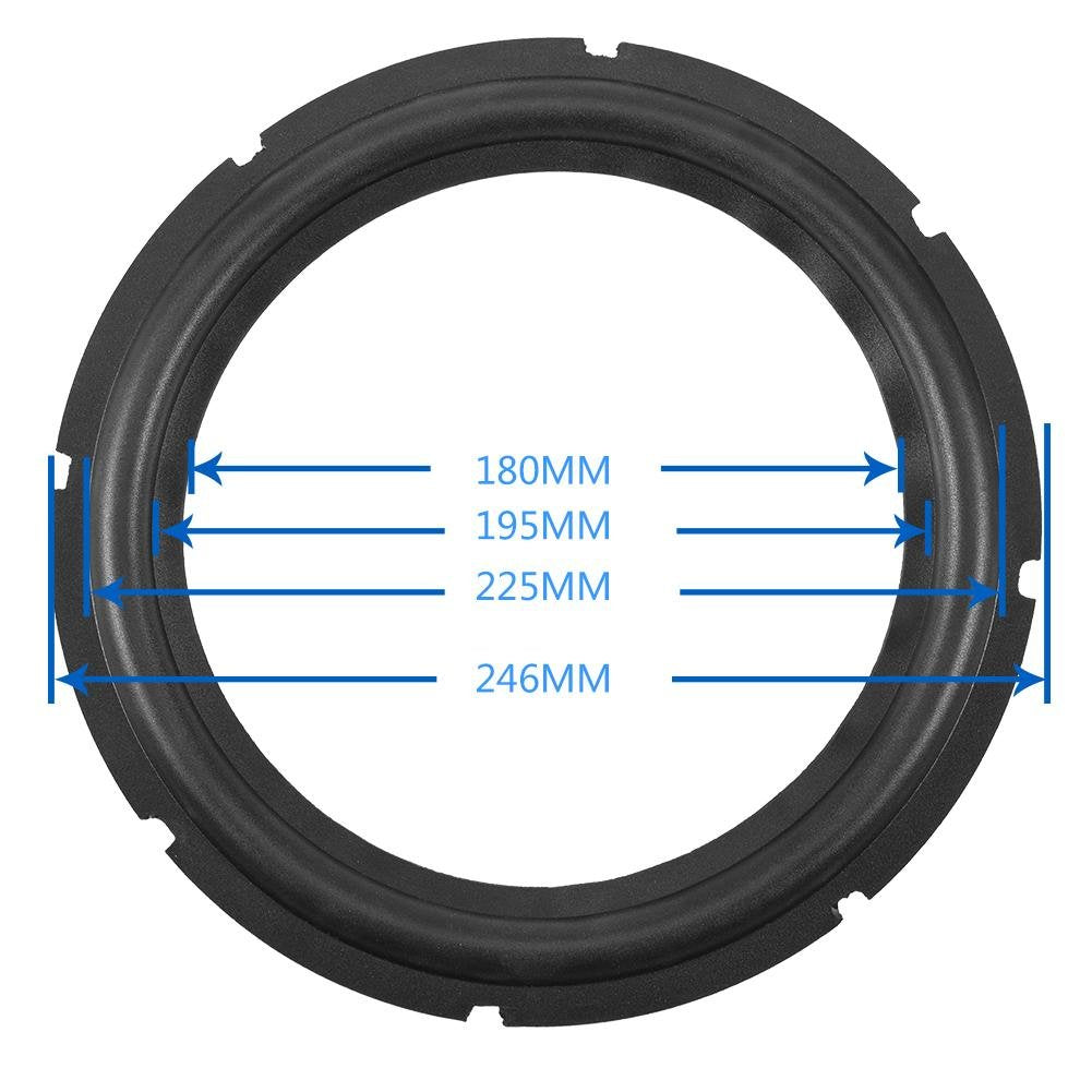 2 x 10 Black Perforated Rubber Replacement Rings for Speakers or DIY