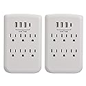Clear Power 2pack: 6-Outlet Wall-tap w/3-port USB-A & 1-Port USB-C Chargers, CP30007X2