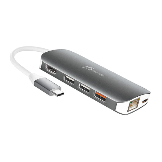 j5create USB-C 9-in-1 Multi Adapter Multi Adapter HDMI/Ethernet/USB 3.1, SD and MicroSD/PD 3.0 | 4K HDMI for MacBook | ChromeBook |USB-C Devices…