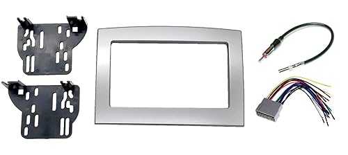 Silver Double Din Dash Install Kit w/Wiring Harness Radio Stereo Compatible with Dodge Ram