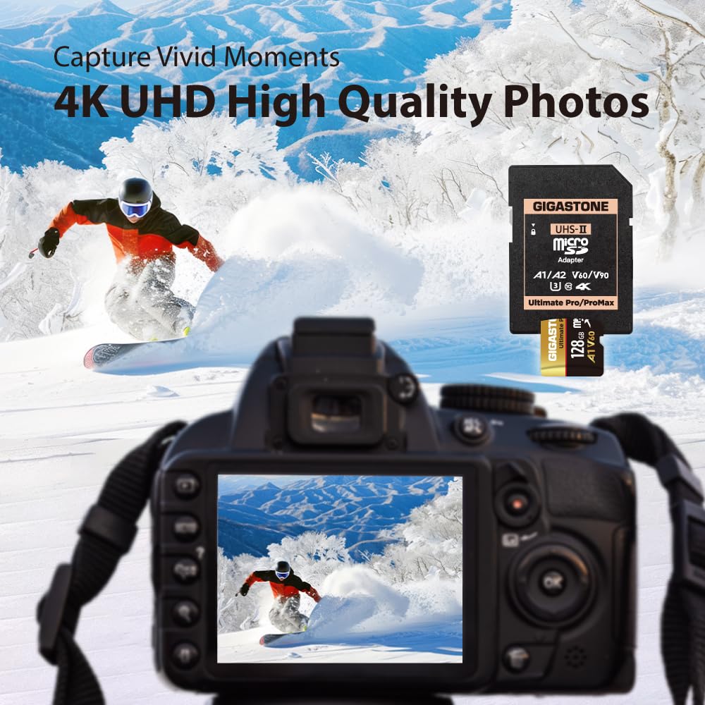 ?5-Yrs Free Data Recovery? GIGASTONE 128GB Micro SD Card, Ultimate Pro, MicroSDXC Memory Card for Camera, R/W up to 280/100 MB/s, UHS-II U3 A1 V60