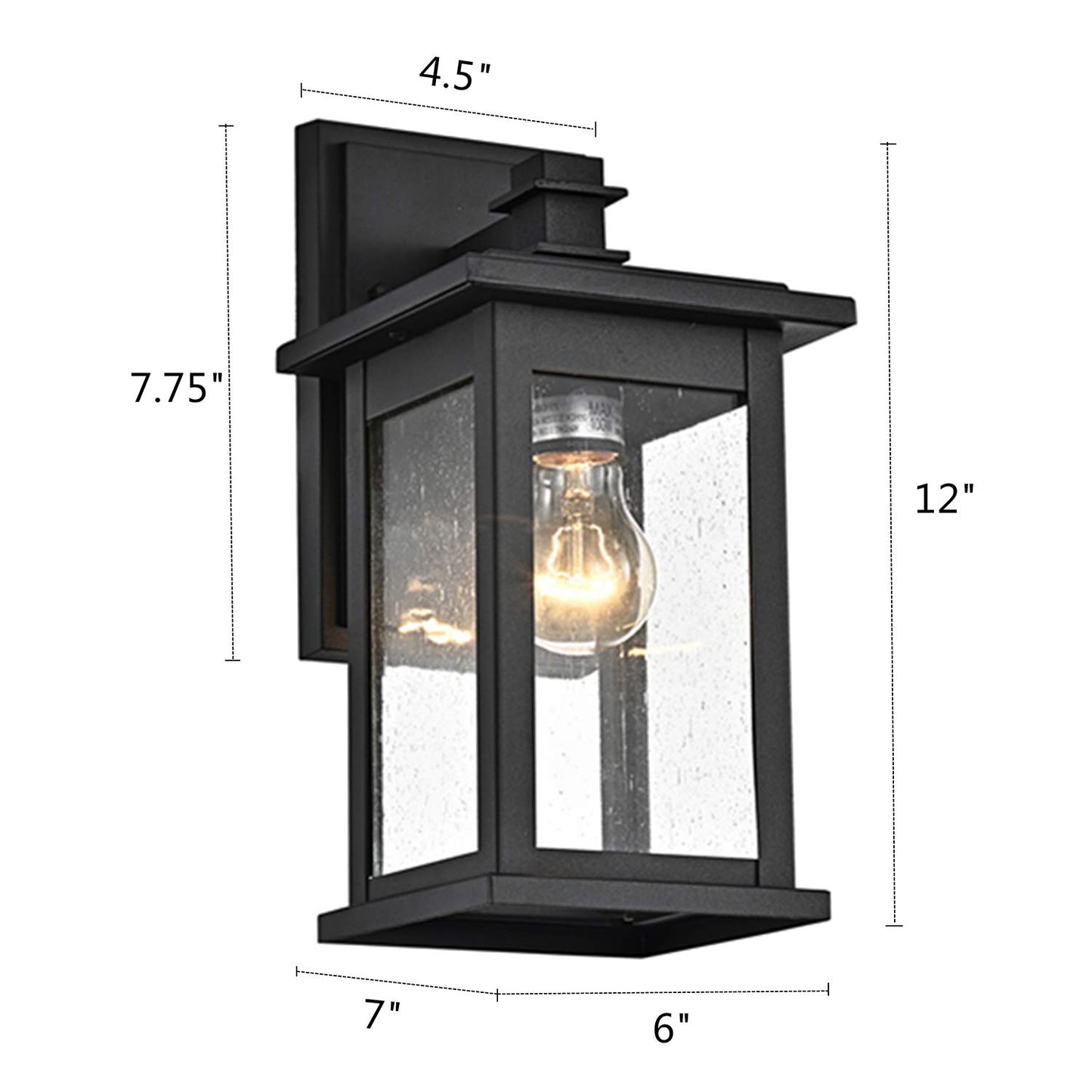 MICSIU 2 Pack Matte Black Outdoor Wall Sconce, 12 Inch Vintage Farmhouse
