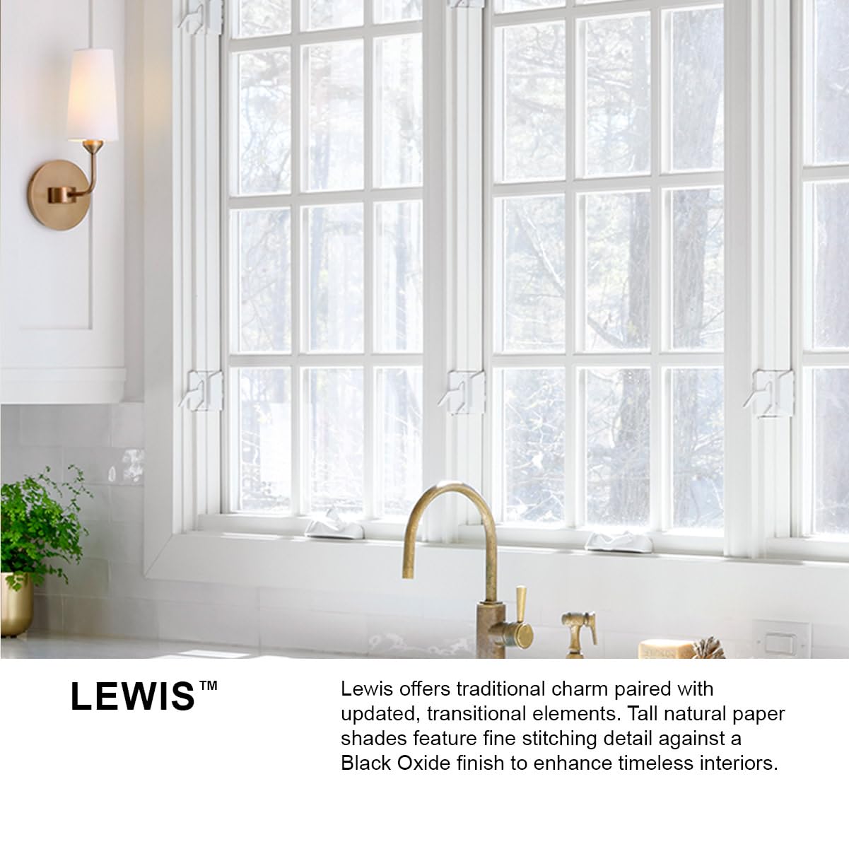 Hinkley Lewis Medium Single Light Wall Sconce, Tall, Tapered Drum Natural Paper Shade w/Fine Stitching Detail, Slender Silhouette, Heritage Brass