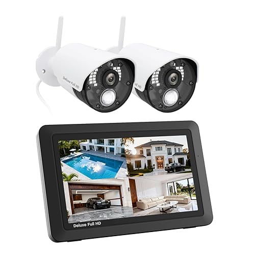 CasaCam GuardianCam Deluxe | 2 1080p Cameras and one 7" Touchscreen Monitor | Wireless Camera System | AC Powered, Two-Way Audio, Free APP, 32GB SD