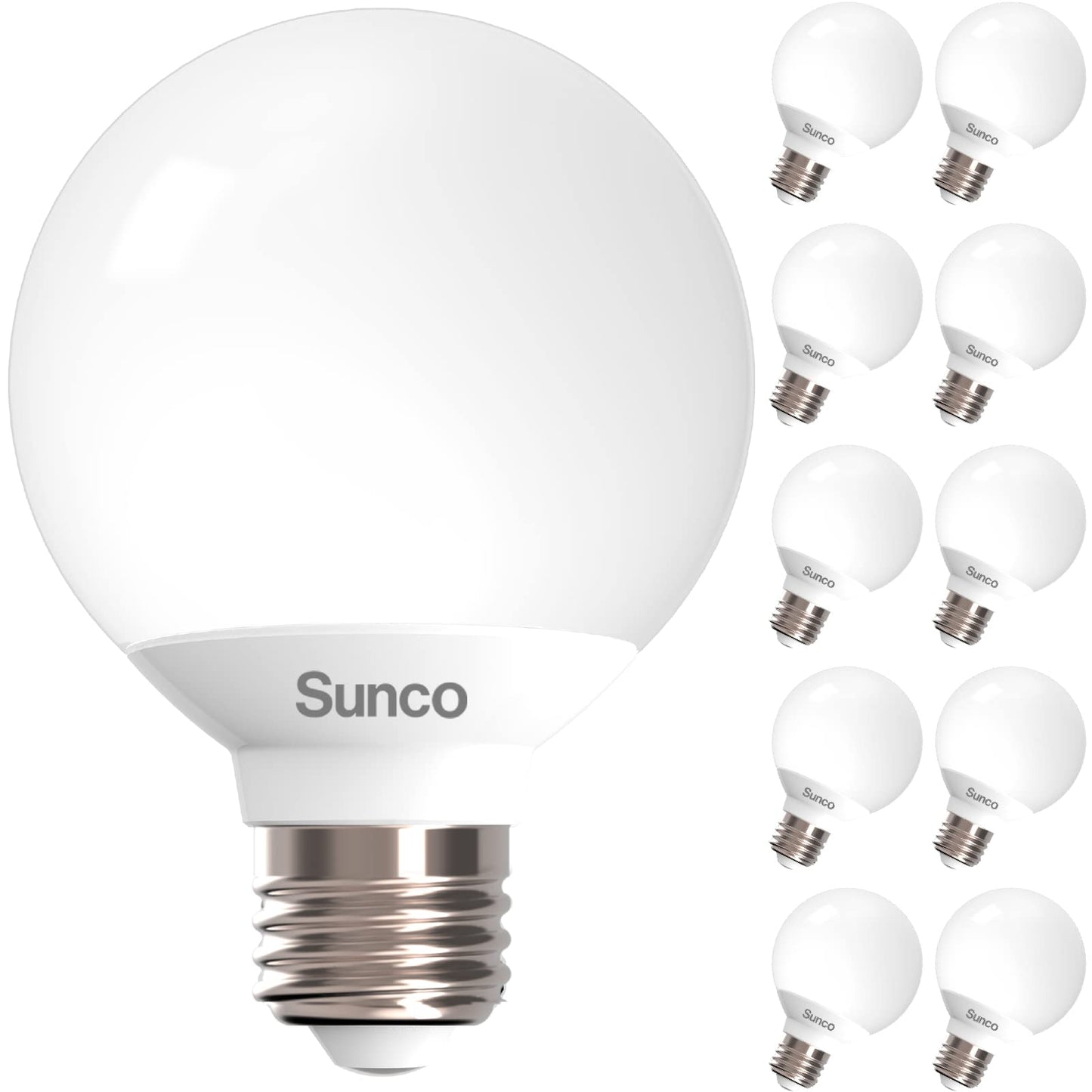 Sunco 10 Pack G25 LED Light Bulb, Globe, Vanity Bathroom Mirror, 6W=40W