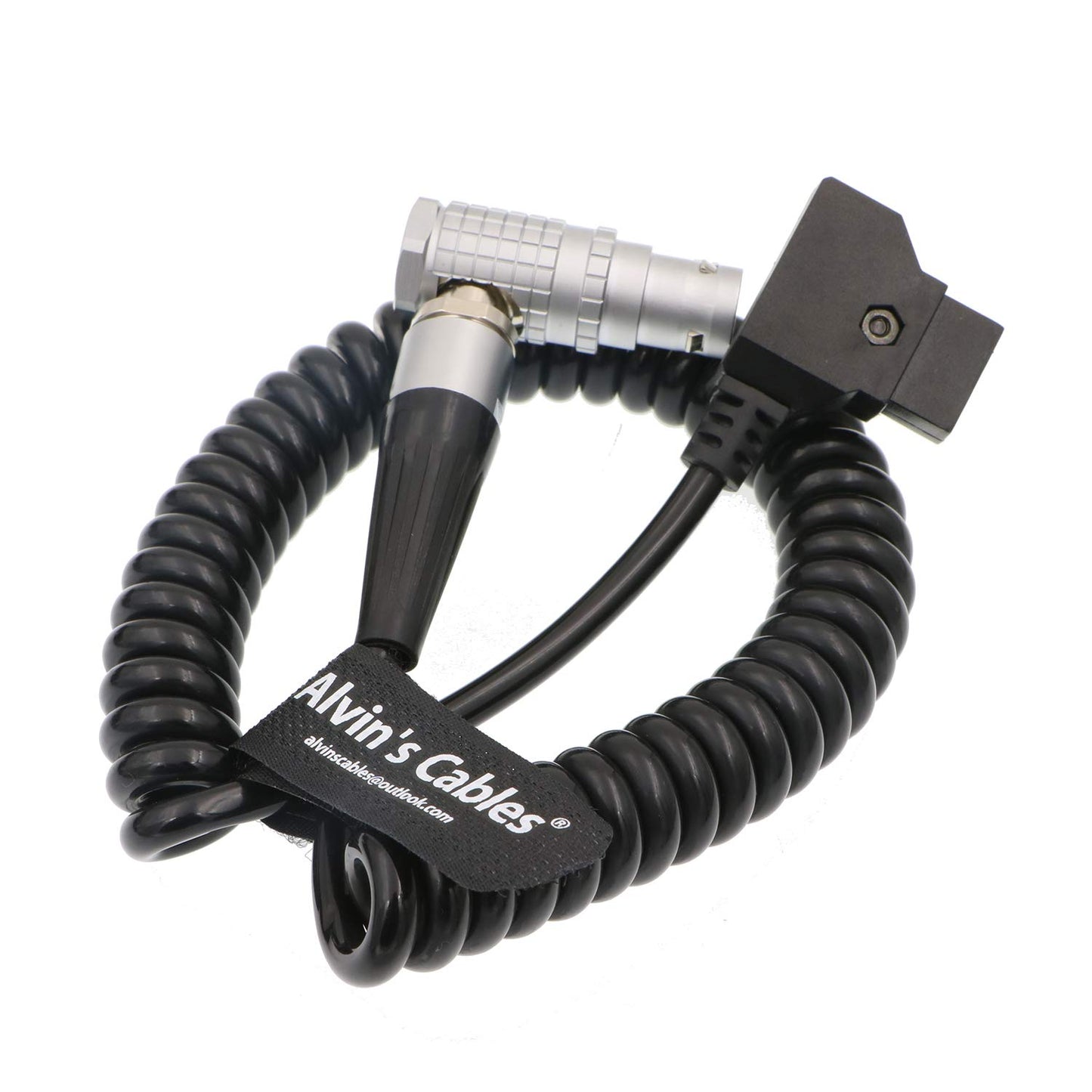Alvin's Cables Arri Alexa Mini Camera Coiled Power Cable 8 Pin Female Right Angle to D Tap