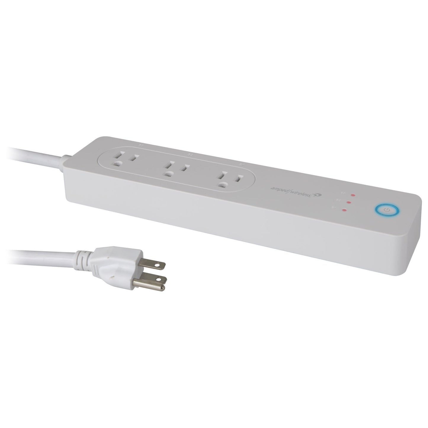 Amped AWPS148W Wireless Wi-Fi Smart Power Strip, Compatible with Amazon Alexa or Google Assistant (Sold Separately), Up to 3 Devices, White