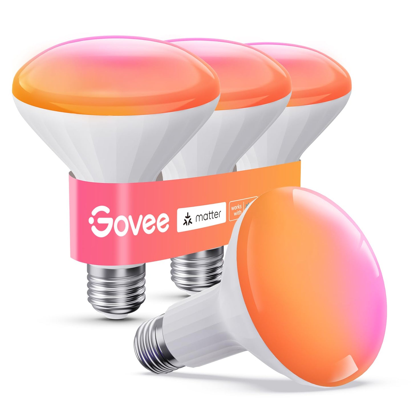 Govee BR30 Smart Light Bulbs 850 LM, RGBWW E26 Base 4 Pack