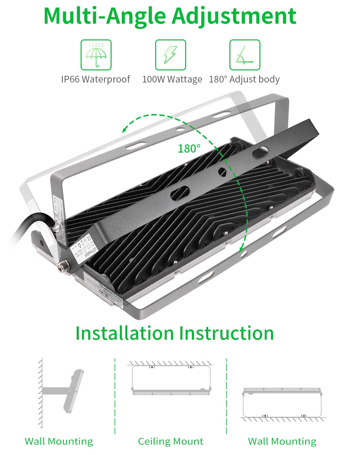 Viugreum 100W Flood Lights Outdoor, 8000LM Super Bright LED Work Light, 3000K Warm White LED Flood Light Outdoor, IP65 Waterproof Security Lights