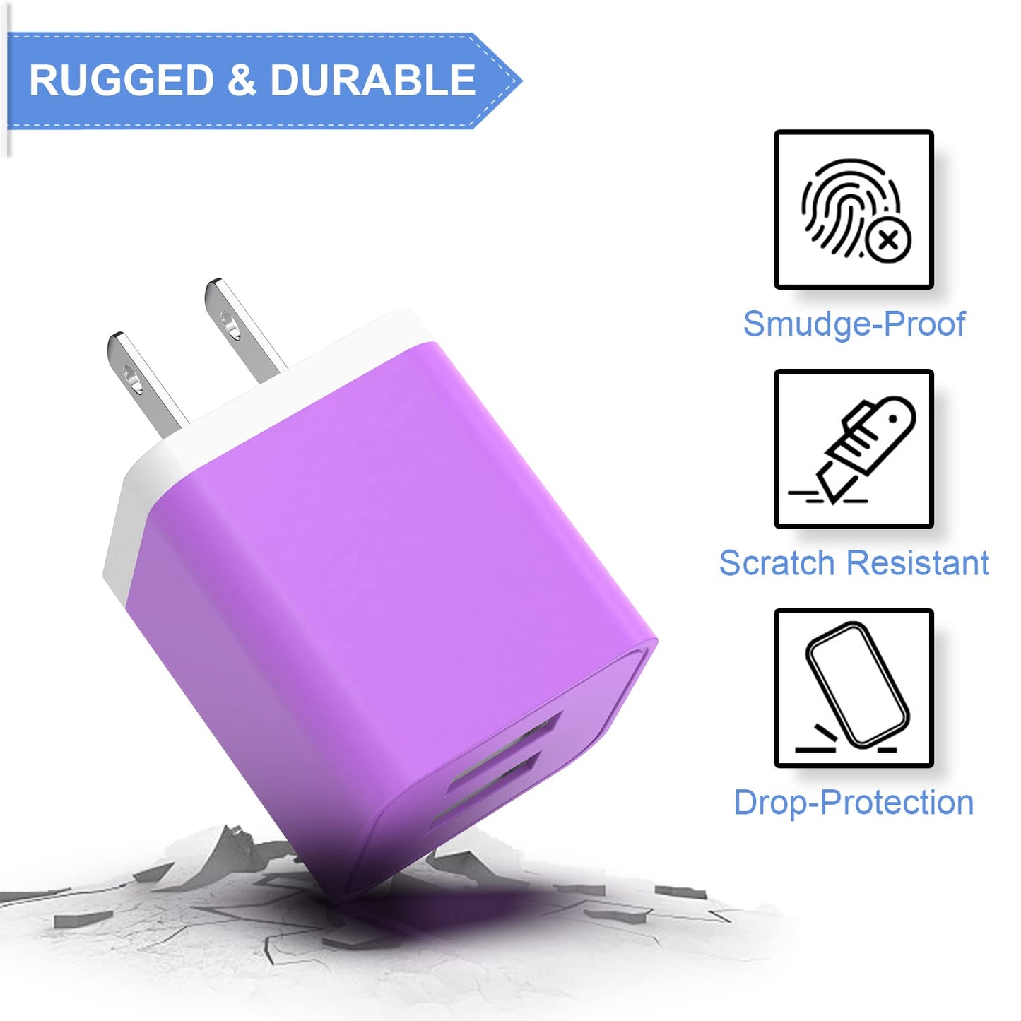6Pack USB Wall Charger, iGENJUN 2.4A Dual USB Port Cube Power Plug Adapter Fast Phone Charger Block Charging Box Brick for iPhone 17/17 Pro/17 Pro
