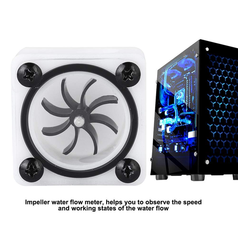 G1/4 Thread Revolving Speed Water Cooling POM Acrylic Material Impeller Water Meter Indicator with Silicone Sealing Ring, for PC Water Cooling