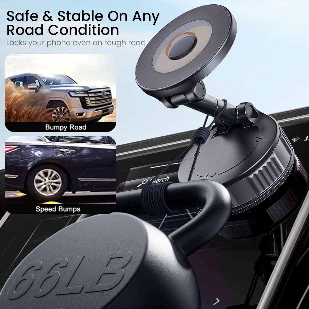 Magnetic Phone Holder for Car Magsafe Car Mount 360° Foldable Adjustable with Strong Magnet & Vacuum Suction Cup for iPhone 15/14/13 Pro Max Air Vent
