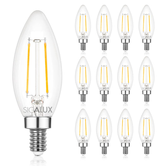 Sigalux E12 LED Bulb Dimmable, 40 Watt Candelabra LED Light Bulbs, Chandelier Light Bulbs, B10 5000K Daylight, Type B Candle Light Bulbs UL Listed, 12