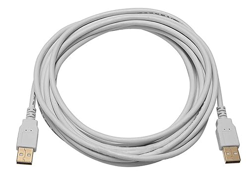 Monoprice 15ft USB 2.0 A Male to A Male 28/24AWG Cable (Gold Plated) - WHITE for Data Transfer Hard Drive Enclosures, Printers, Modems, Cameras