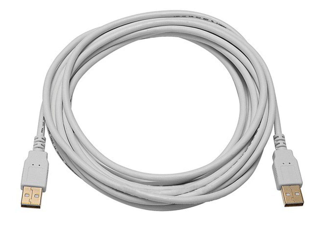 Monoprice 15ft USB 2.0 A Male to A Male 28/24AWG Cable (Gold Plated) - WHITE for Data Transfer Hard Drive Enclosures, Printers, Modems, Cameras