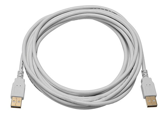 Monoprice 15ft USB 2.0 A Male to A Male 28/24AWG Cable (Gold Plated) - WHITE for Data Transfer Hard Drive Enclosures, Printers, Modems, Cameras