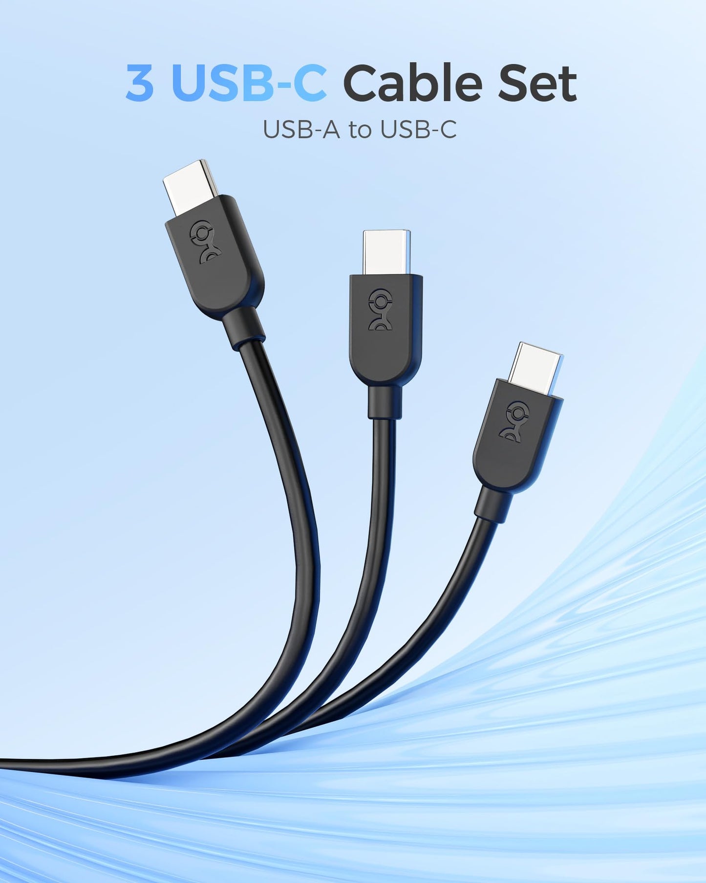 Cable Matters 3-Pack USB C Charging Cable 6ft in Black, Up to [60W Charging, 480Mbps] Apple CarPlay, Android Auto, USB C Charger Cable for iPhone
