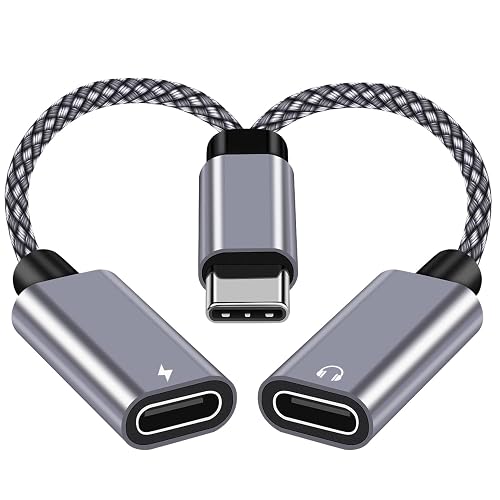 NCGGY USB C Splitter 1 in 2 Out,Hi-Fi Audio Adapter,Dual USB C Headphone and Charger Adapter Support Call PD 60W Charge, Compatible with i-phone15