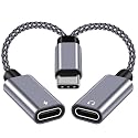 NCGGY USB C Splitter 1 in 2 Out,Hi-Fi Audio Adapter,Dual USB C Headphone and Charger Adapter Support Call PD 60W Charge, Compatible with i-phone15