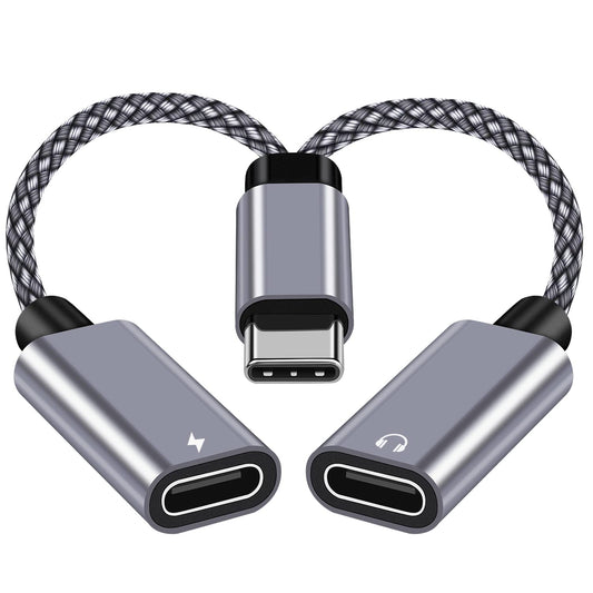 NCGGY USB C Splitter 1 in 2 Out,Hi-Fi Audio Adapter,Dual USB C Headphone and Charger Adapter Support Call PD 60W Charge, Compatible with i-phone15