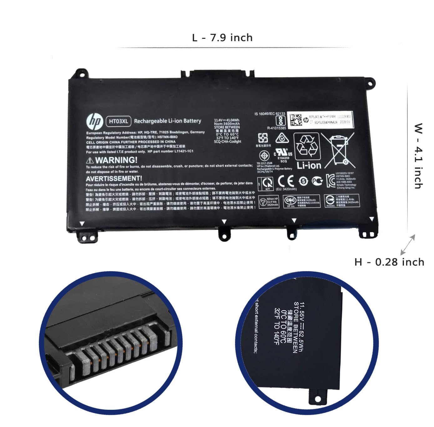 HP HT03XL L11119-855 Battery for Pavilion 15-DA 15-DB 15-DW 15-CS 15-DY 17-by 17-CA 14-CE 14-CF 14-DF 14-DQ 14-DK 15-CS0053CL 15-DW0033NR 15-DA0014DX