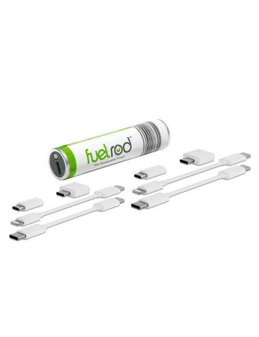 FuelRod One USB-C Portable Charger Kit, with an Extra Set of Cables & Adaptors, Compatible with All Tablets, Smart Phones, Rechargeable Backup Power