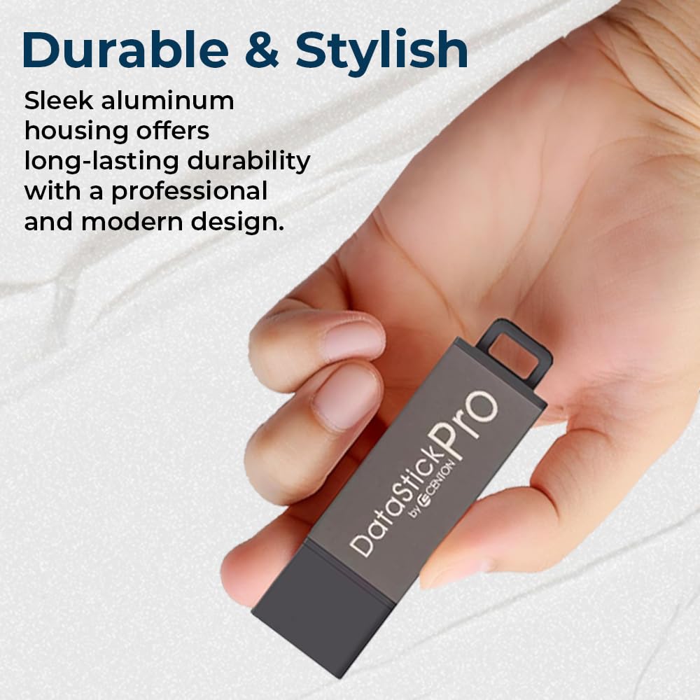 Centon, DataStick Pro USB 2.0 Flash Drive, Aluminum Gray, 2GB, Bulk 10-Pack