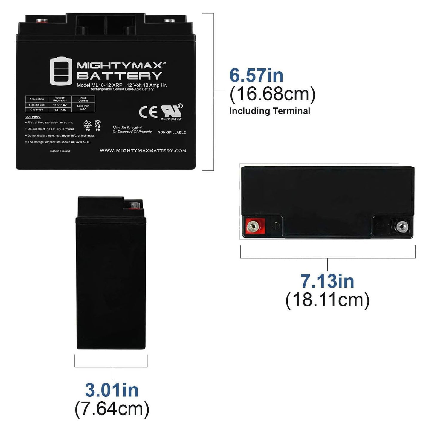 Mighty Max Battery 12V 18AH SLA Replacement Battery for Visions CP12180XRP