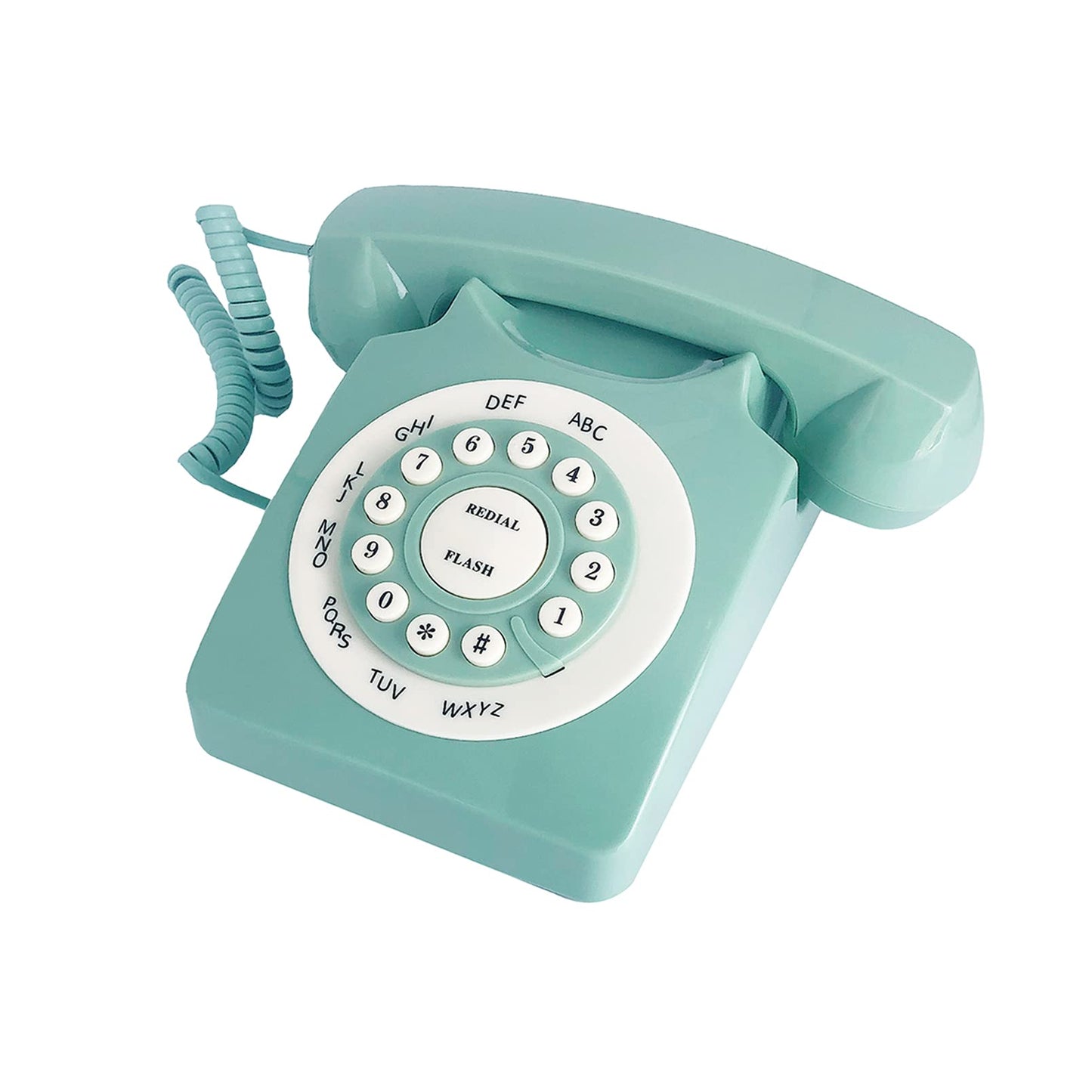 Benotek Beneno Retro Landline Telephone Green Classic Rotary Design Old Fashioned Corded Desk Phone with Ringer for Home and Office, Basic 80s Phones