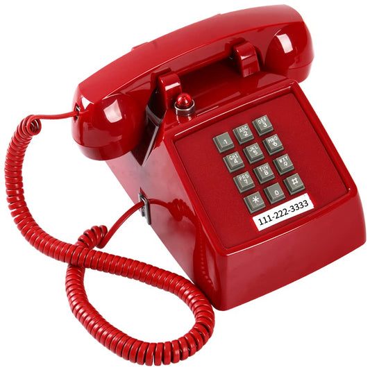 Traditional Red Landline Phone, Retro Corded Telephone Visible Ringing Indicator, Classic 2500 Analog Desk Phone, Vintage Corded Desk Telephone Large