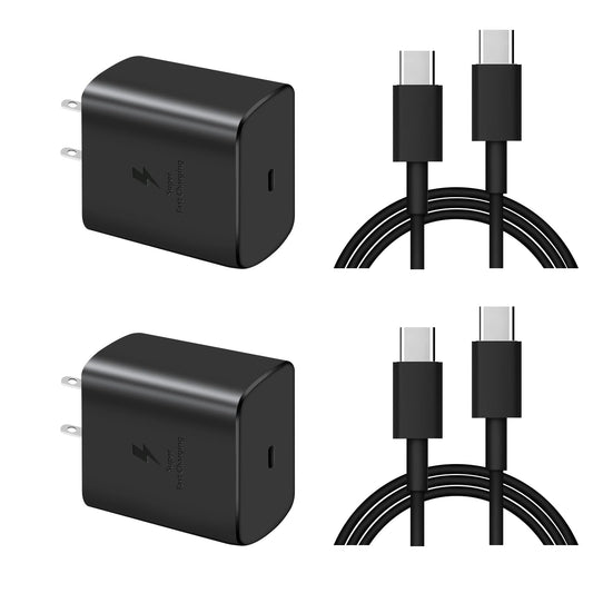 45W Super Fast Charger USB C, 45 Watt Type-C Phone Charger Fast Charging Block with 6FT Type C Cords for Samsung Galaxy S25 Ultra/S24 Ultra/S24+/S23