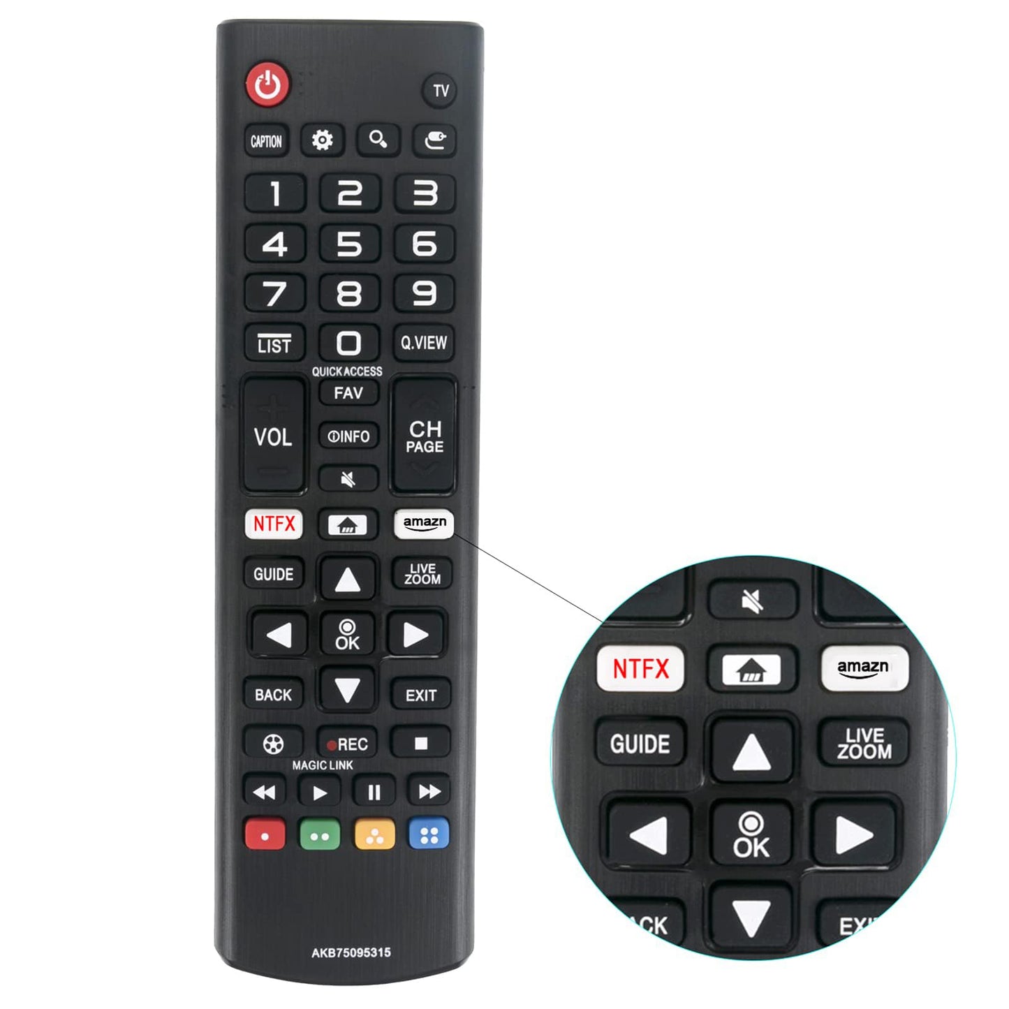 AKB75095315 Replace Remote fit for LG LED OLED 4K 1080p Smart TV Non-Smart TVs AKB75095314 AKB74915305 AKB75095307 AKB73975702 AKB74475401 AKB73975701
