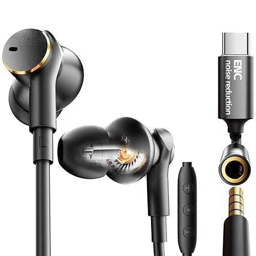 Wired Active Call Noise Cancelling Earbuds (Dynamic & Balanced Armature)-Deep Rich Bass Hi-Fi Stereo In Ear Headphones,Balanced Super Bass Mids Highs